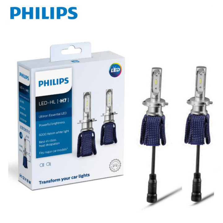 Bóng đèn pha ô tô, xe hơi nhãn hiệu Philips điện áp 12V, nhiệt độ màu 6000K công nghệ LED - Hàng nhập khẩu