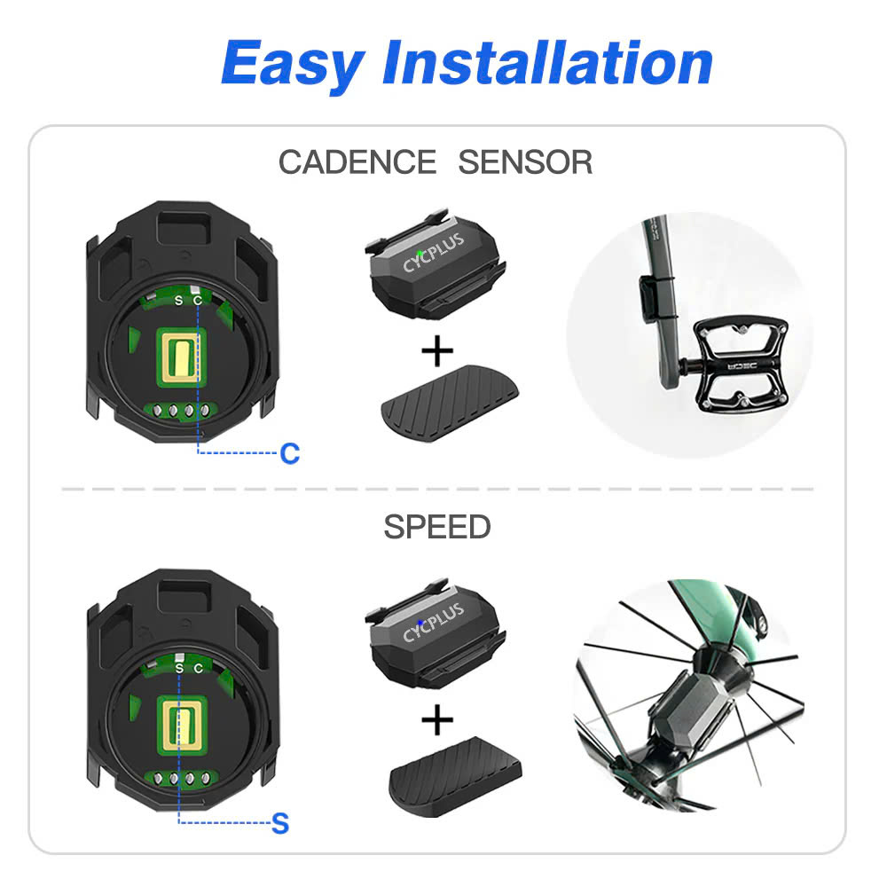 Bộ Cảm Biến Tốc Độ & Vòng Tua Xe Đạp Cycplus C3 ANT+ Bluetooth Bike Cadence Speed Sensor Tương Thích Garmin Bryton Cateye XOSS
