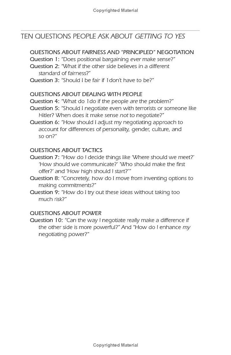 Getting to Yes: Negotiating an agreement without giving in