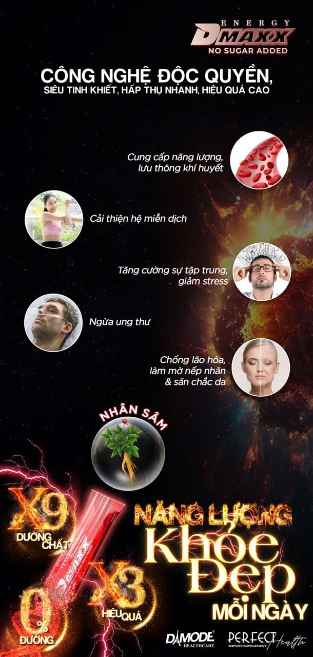 DMAXX thức uống bổ sung vitamin năng lượng không đường DAMODE 94 gói màu đỏ mỗi gói 2,2gr