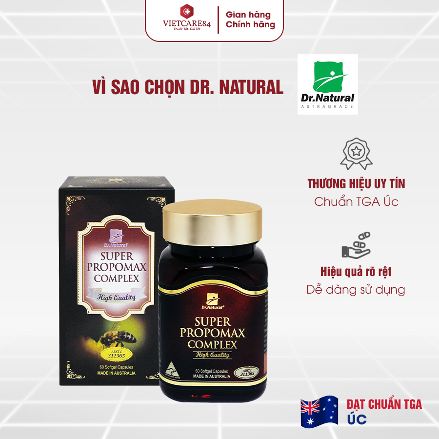 Viên uống keo ong tăng cường hệ miễn dịch, tăng sức đề kháng nhập khẩu chính hãng Úc SUPER PROPOMAX COMPLEX (60 viên) chiết xuất từ Keo Ong giúp tăng cường sức khỏe, nâng cao sức đề kháng, nâng cao thể trạng cho cơ thể
