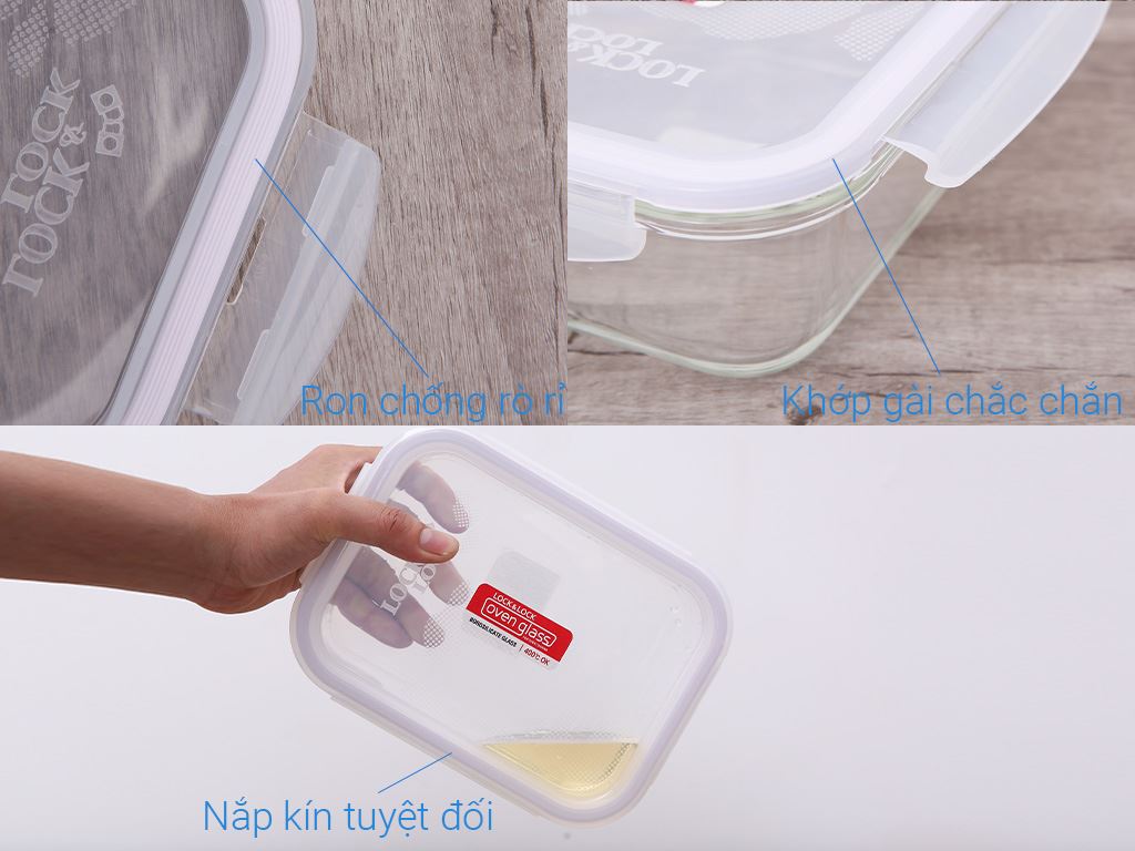 Hộp Bảo Quản Thủy Tinh Hình Chữ Nhật Lock&Lock-LLG445 200x152x74mm 1.0L