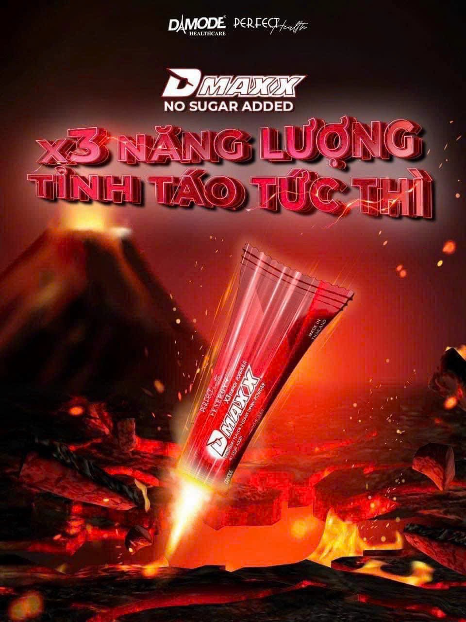 DMAXX thức uống bổ sung vitamin năng lượng không đường DAMODE 32 gói màu đỏ mỗi gói 2,2gr