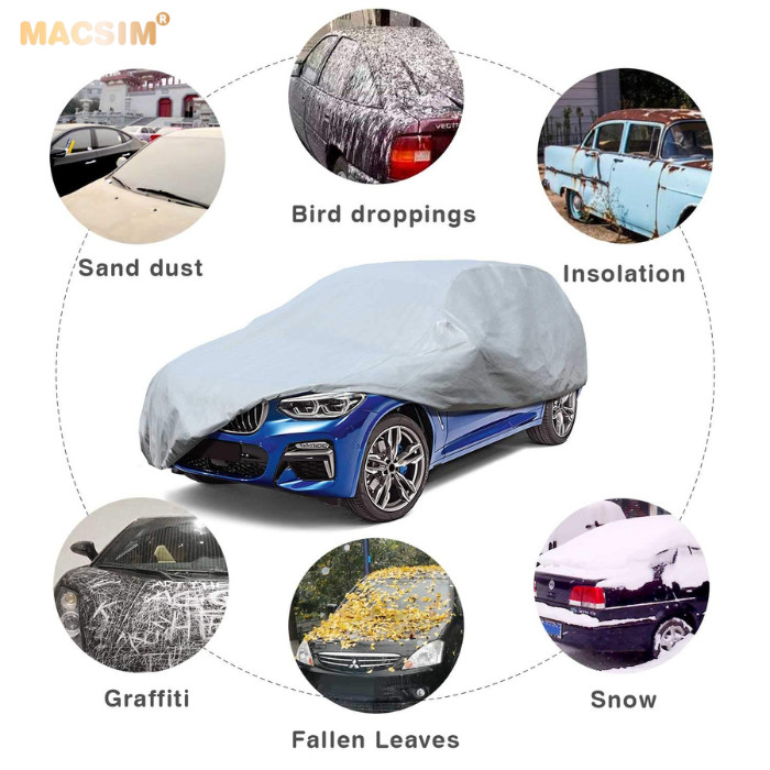 Bạt phủ ô tô chất liệu vải không dệt cao cấp thương hiệu MACSIM dành cho Mitsubishi Outlander màu ghi - sử dụng trong nhà, ngoài trời