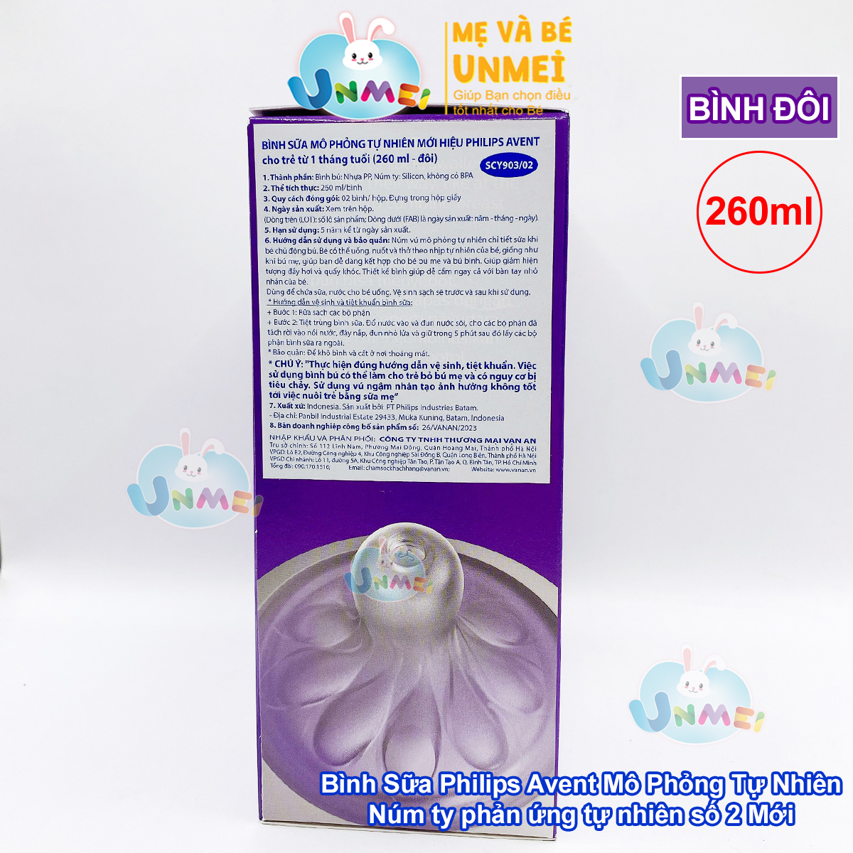 Bình sữa mô phỏng tự nhiên mới hiệu Philips Avent cho trẻ từ 1 tháng tuổi (260ml-đôi)_SCY903.02