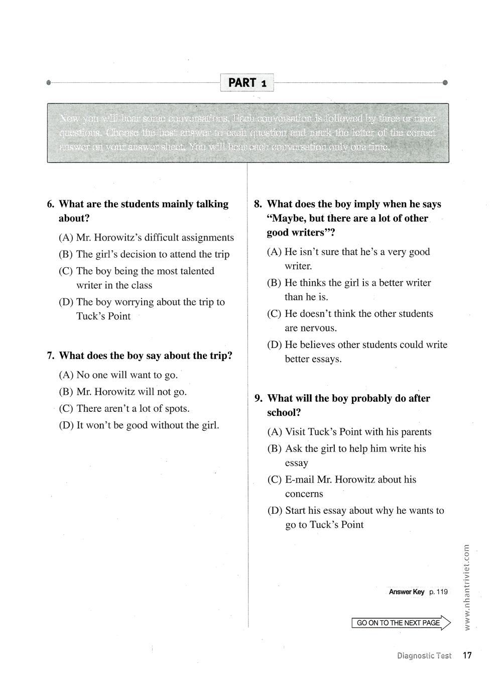 Master Toefl Junior Intermediate: Listening Comprehension