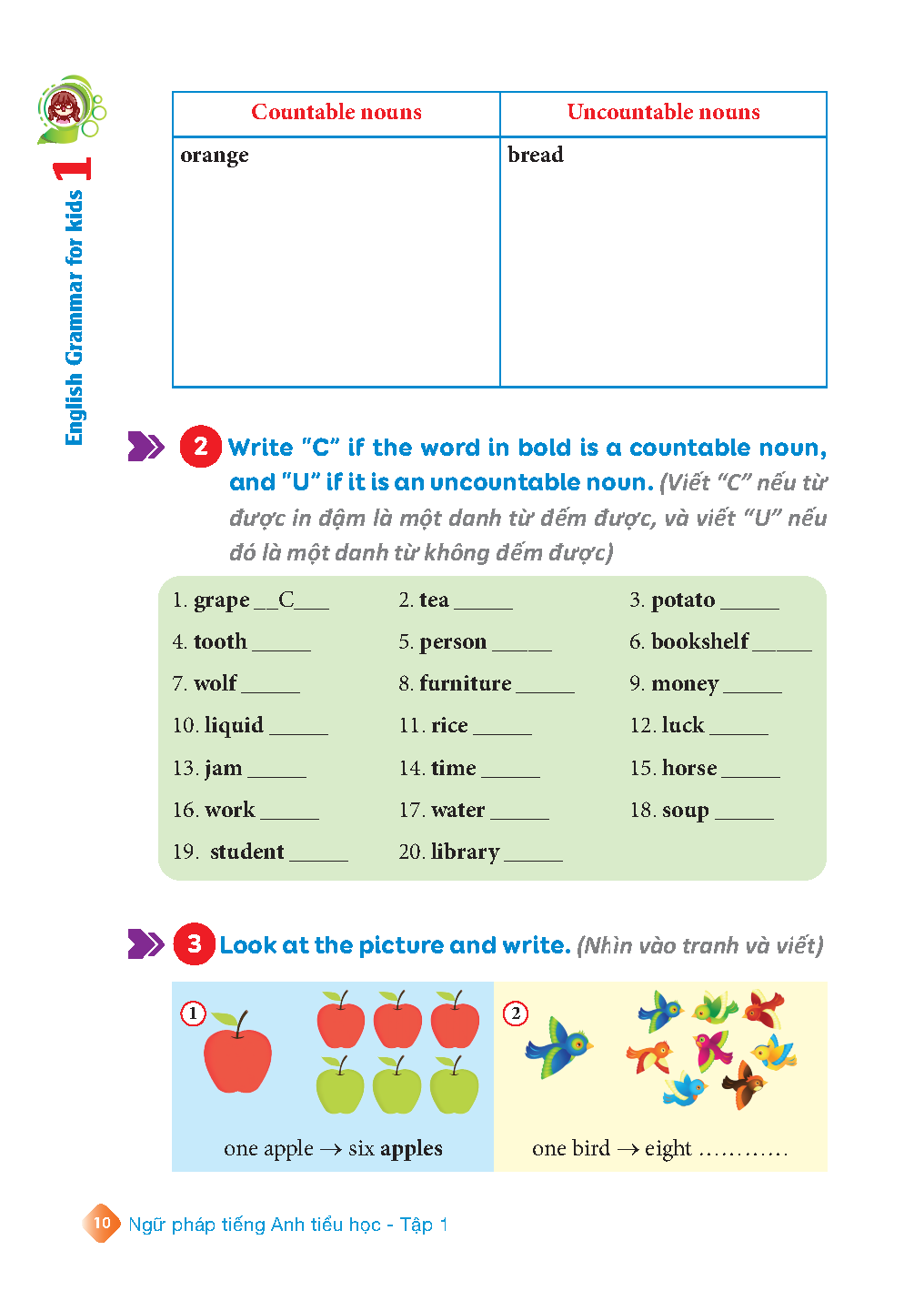 English Grammar For Kids - Ngữ Pháp Tiếng Anh Tiểu Học - Tập 1 (Có Đáp Án) (Tái Bản 2023)