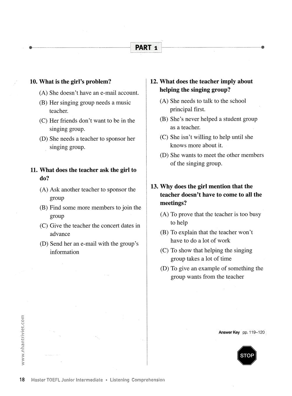 Master Toefl Junior Intermediate: Listening Comprehension