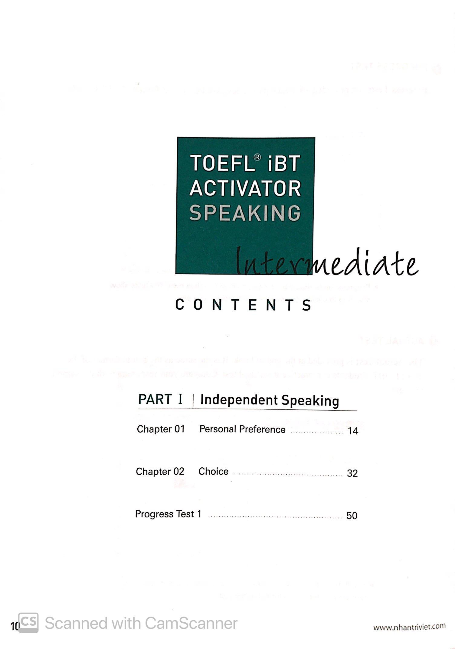 TOEFL iBT Activator Speaking Intermediate (Kèm CD)