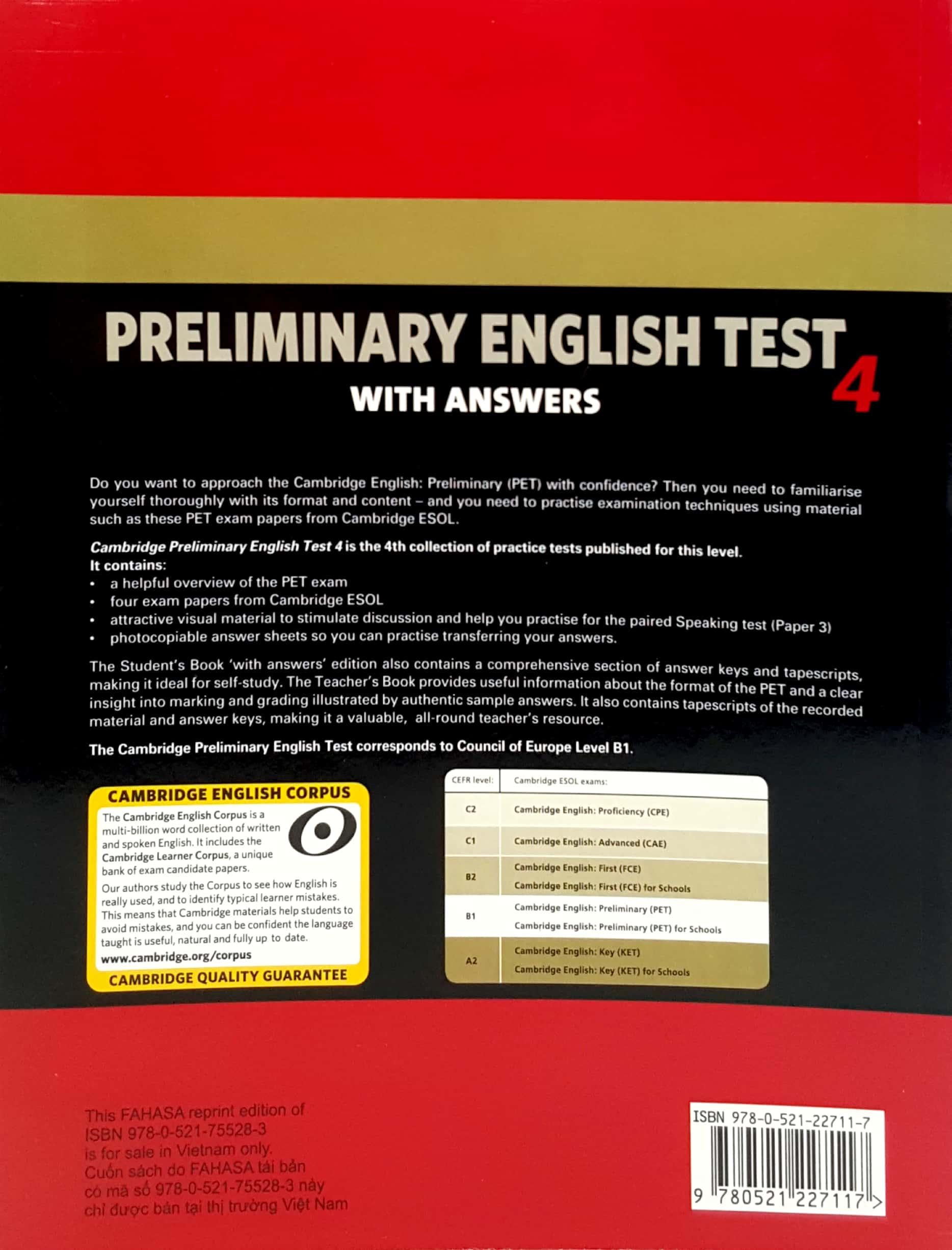 Cambridge Preliminary English Test 4 Student