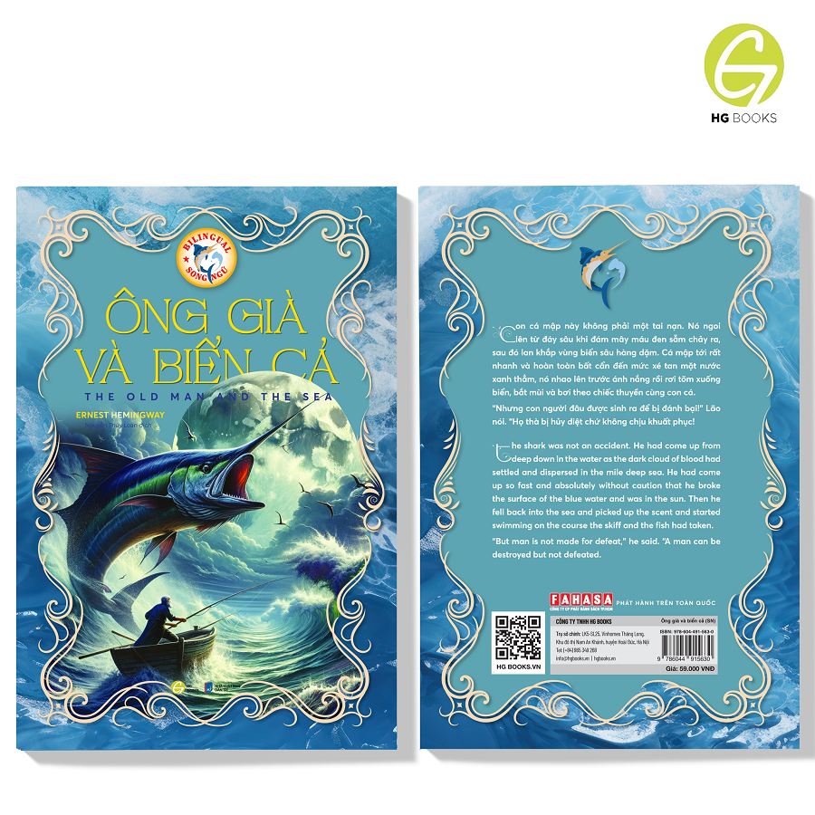 Sách song ngữ Ông Già Và Biển Cả - Tiểu thuyết kinh điển thiếu nhi tặng kèm file nghe & note từ vựng - HG Books