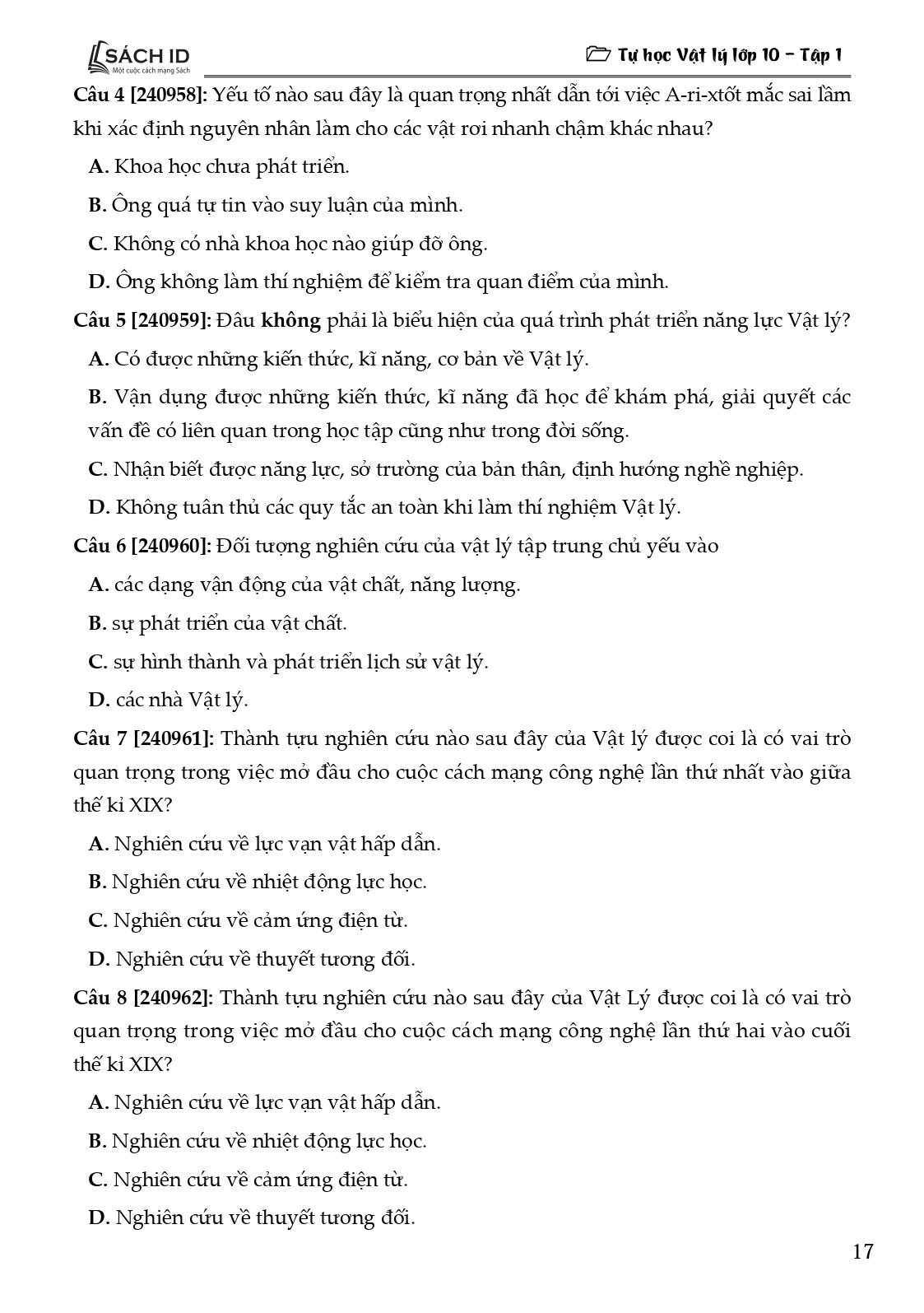 Sách - Tự Học Vật Lí Lớp 10 - Tập 1 (Theo Chương Trình SGK Mới)